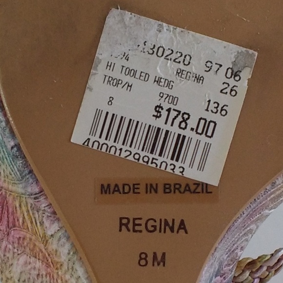 *Mikala Tropical Tooled Cork Wedge Sandals 8M - Picture 6 of 7